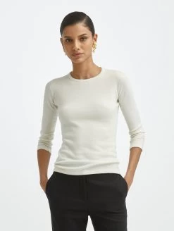 Cashmere Silk Jewel Neck Pullover