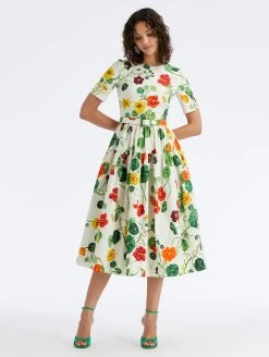 Nasturtium Tiered Cotton Poplin Dress