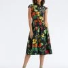 Cap Sleeve Nasturtium Cotton Poplin Dress