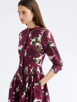 3/4 Sleeve Dahlia Cotton Poplin Dress -Odlr f23561 03 Z 23PN205DHN BGP 1920x2551 1