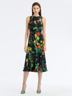 Nasturtium Satin-Back Crepe Dress