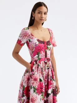 Scoop Neck Dahlia Cotton Poplin Dress -Odlr f23565 03 Z 23PN261DHN PKM 1920x2551 1