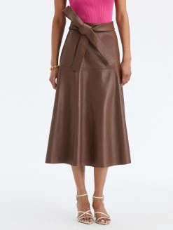 Tie Detail Leather Midi Skirt -Odlr f23574 03 Z 23PN413LEA MOC 1920x2551 1