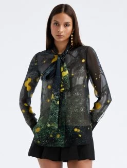 Firefly Tie-Neck Chiffon Blouse