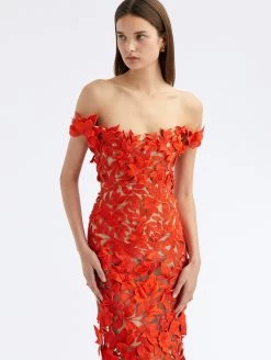 Off Shoulder Floral Threadwork Gown -Odlr f23584 03 Z 23PE025TUL VRM 1920x2551 1