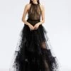 Halter Sequin & Bead Firefly Tulle Gown