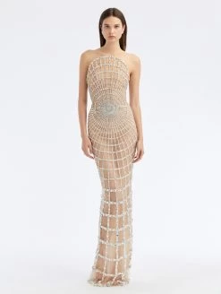 Crystal Grid Column Gown