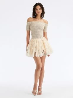 Raffia Fringe Knit Mini Dress