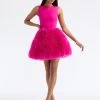 Marabou Feather Faille Cocktail Dress