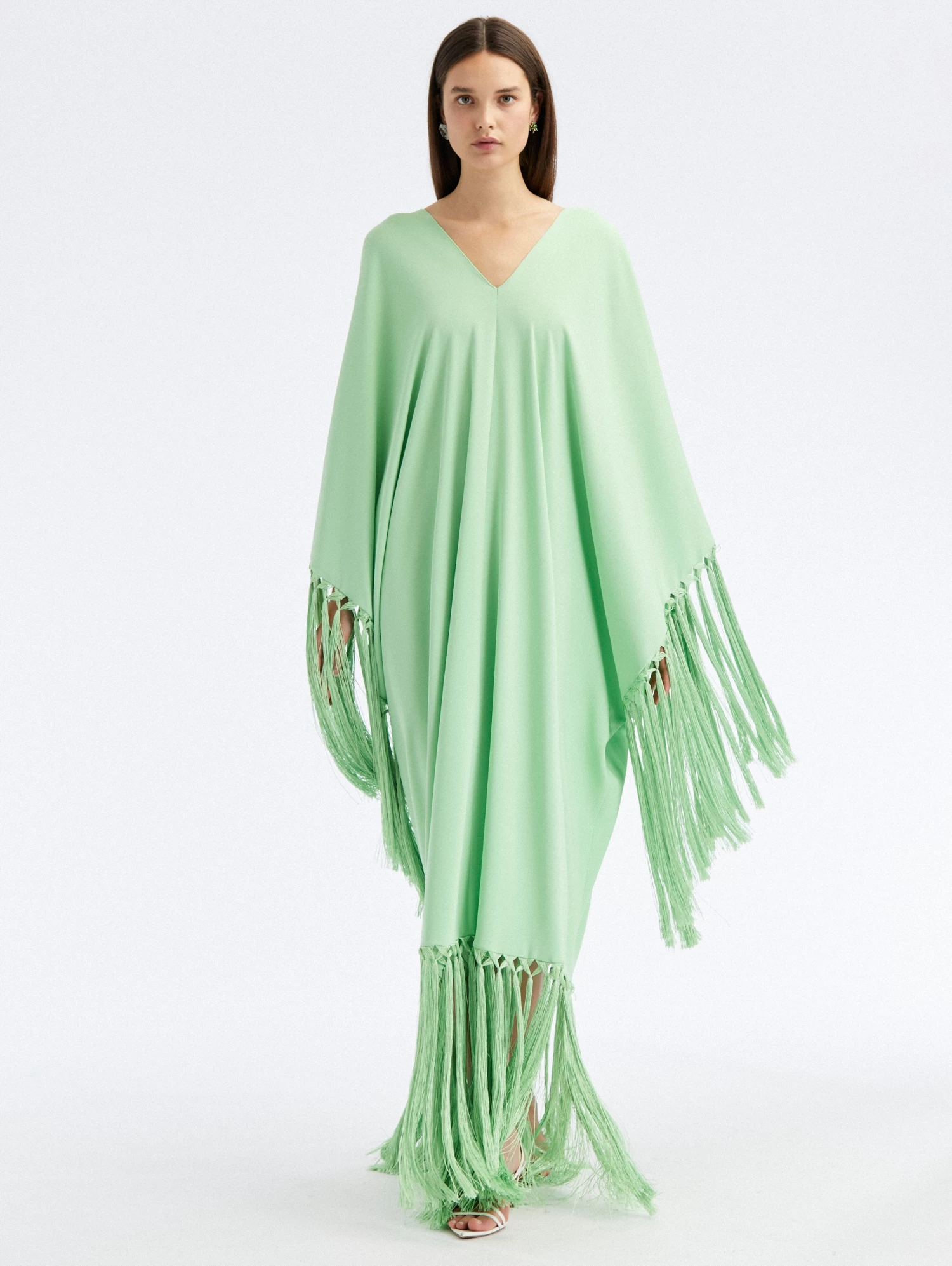 Fringe Detail Georgette Caftan 1 Fringe Detail Georgette Caftan