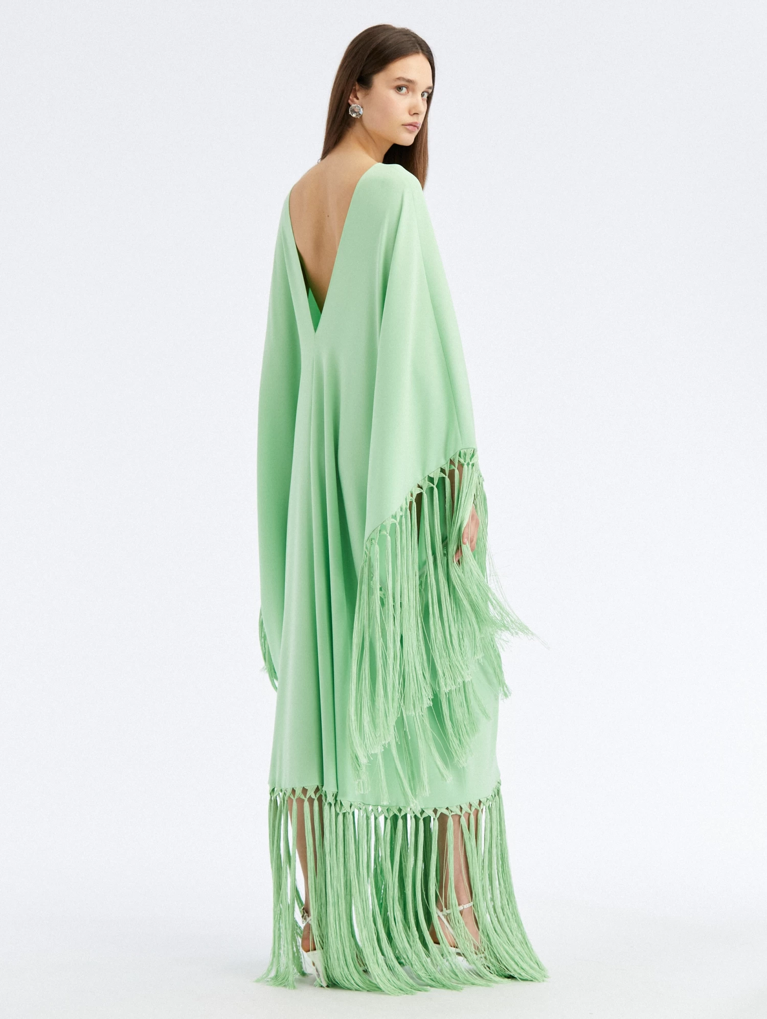 Fringe Detail Georgette Caftan 2 Fringe Detail Georgette Caftan - Image 2