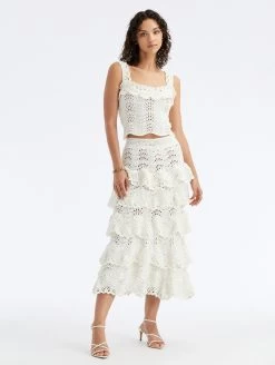 Hand Crocheted Scallop Tiered Skirt