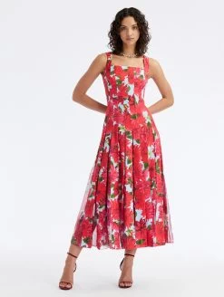 Dahlia Crepe & Chiffon Inset Dress