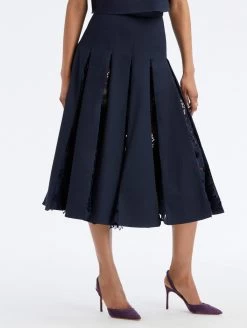 Water Lily Guipure Inset Cotton Skirt -Odlr f23670 03 Z 23PN404SRN NAV 1920x2551 1