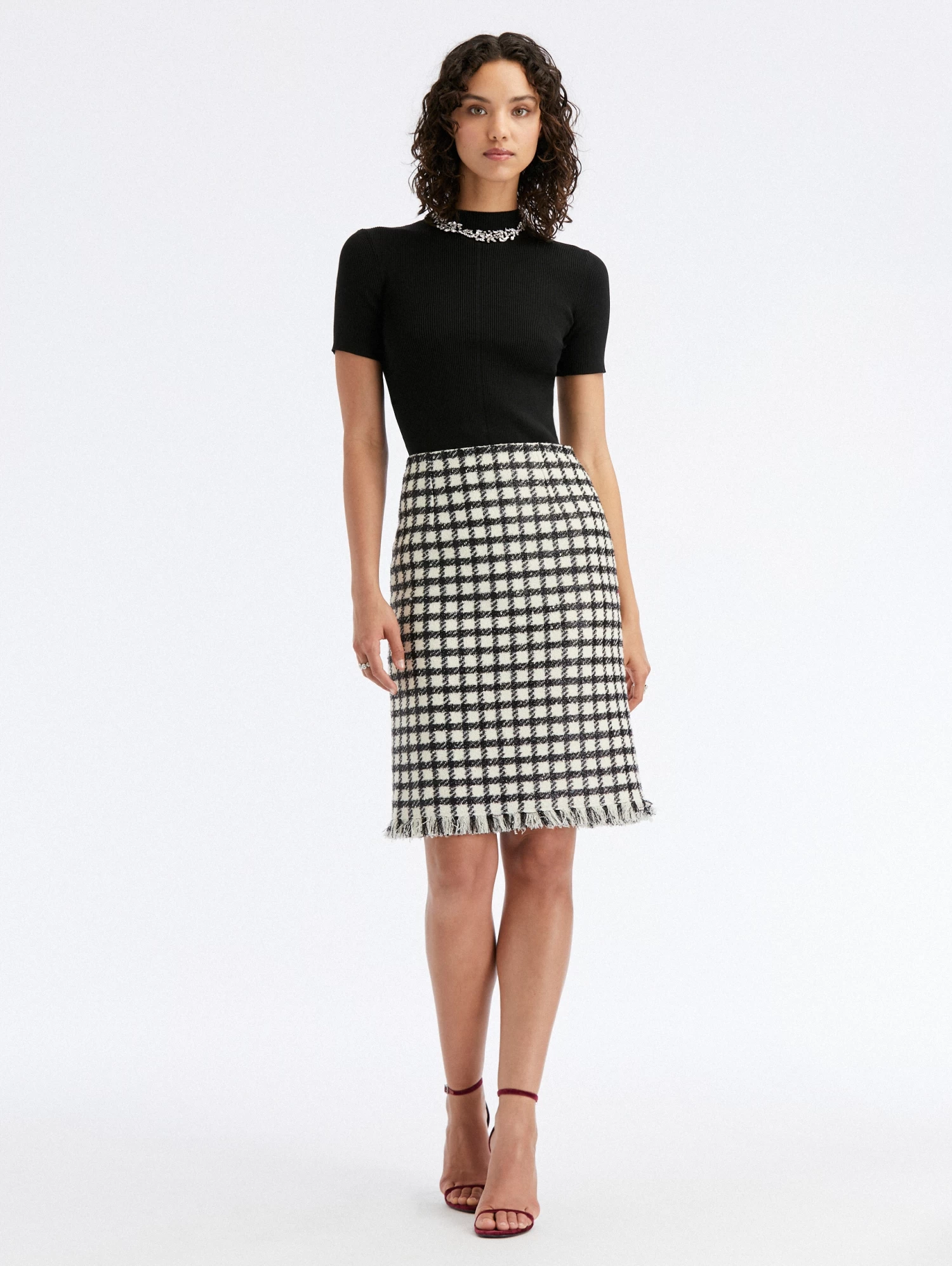 Lurex Check Tweed Pencil Skirt 1 Lurex Check Tweed Pencil Skirt