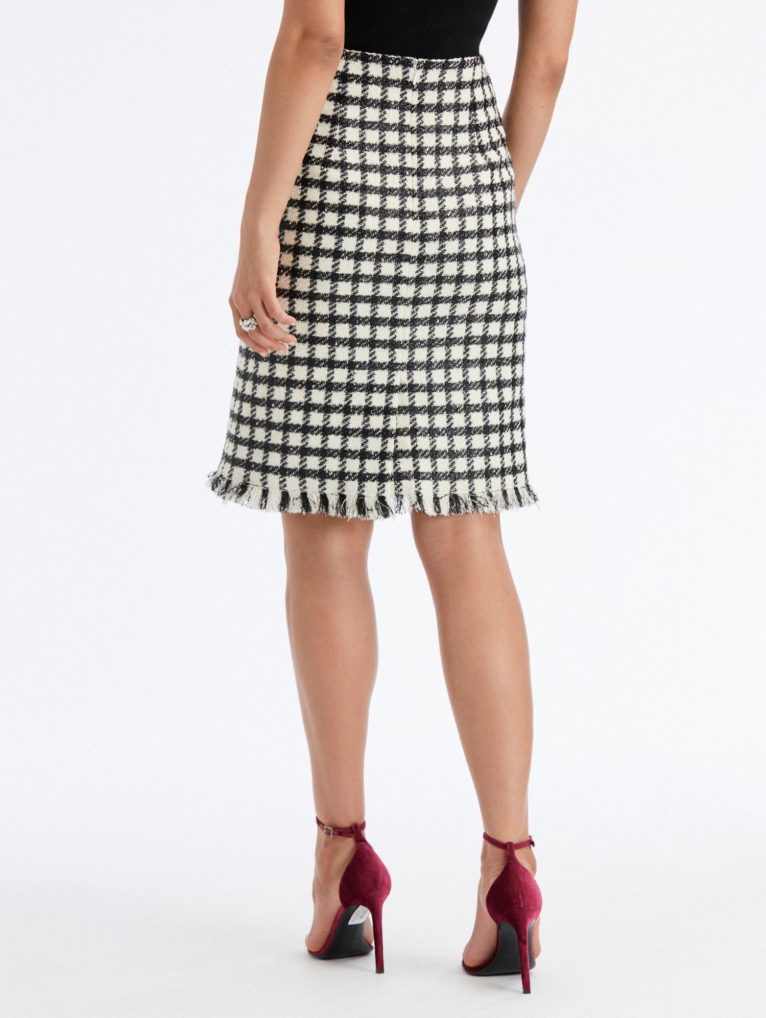 Lurex Check Tweed Pencil Skirt 2 Lurex Check Tweed Pencil Skirt - Image 2