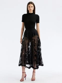Floral Guipure Lace Scallop Skirt