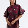 Balloon Sleeve Dahlia Cotton Poplin Blouse