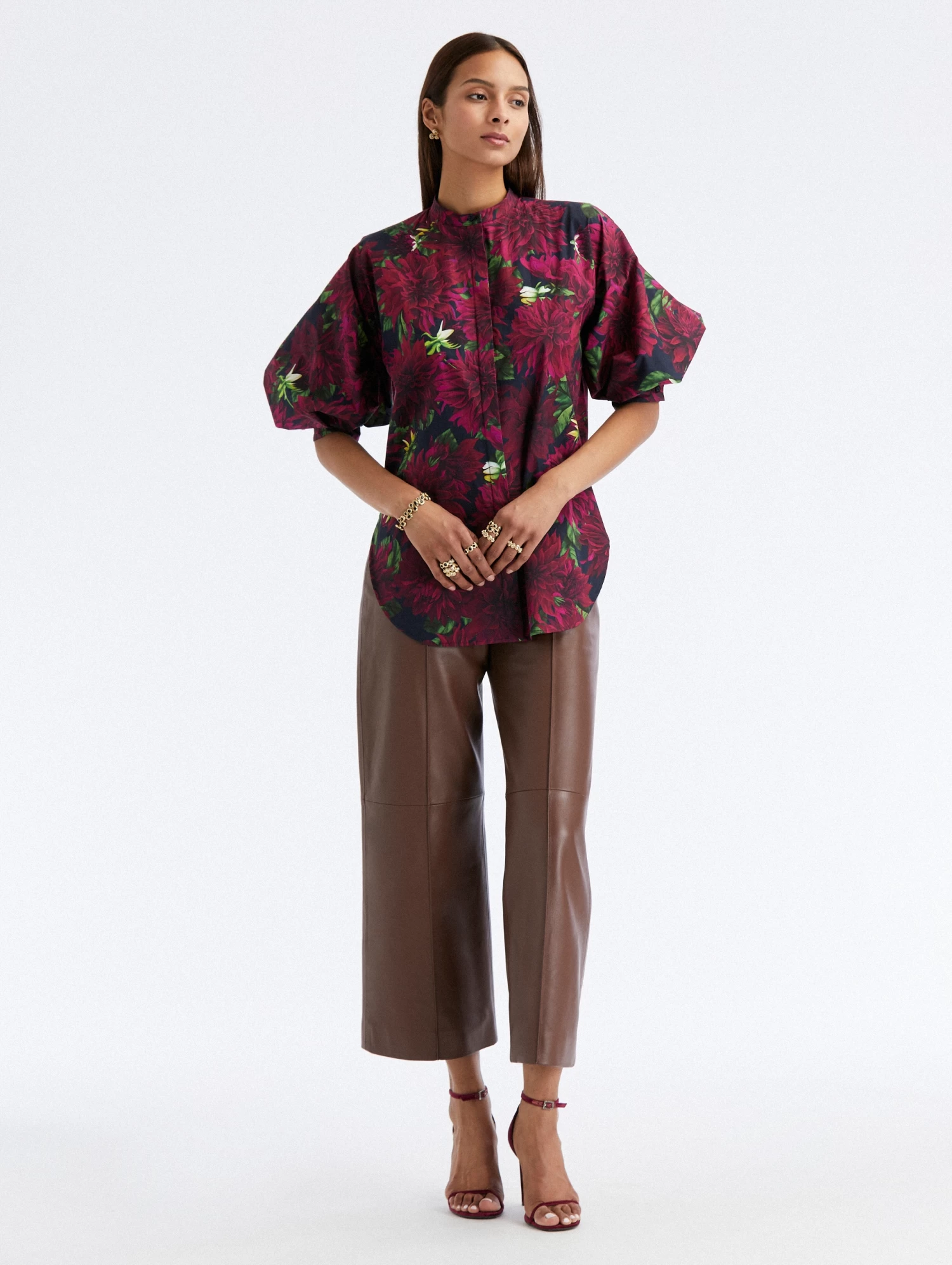 Balloon Sleeve Dahlia Cotton Poplin Blouse 2 Balloon Sleeve Dahlia Cotton Poplin Blouse - Image 2