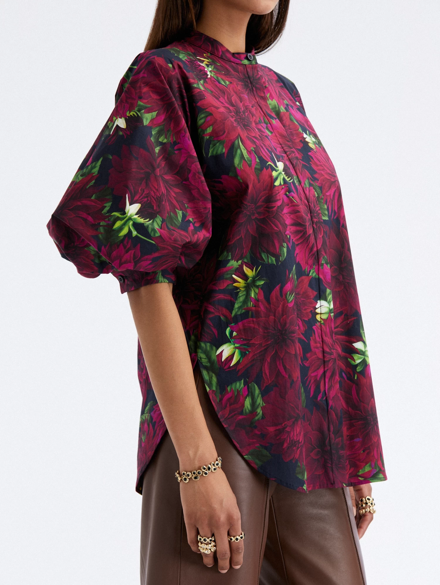 Balloon Sleeve Dahlia Cotton Poplin Blouse 4 Balloon Sleeve Dahlia Cotton Poplin Blouse - Image 4