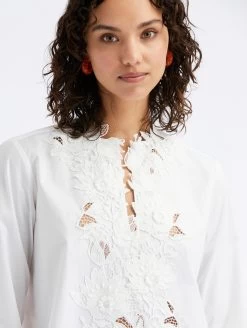 Water Lily Guipure Cotton Poplin Blouse 7 Water Lily Guipure Cotton Poplin Blouse -Odlr f23687 04 Z 23PN706SRN WHT 1920x2551 1