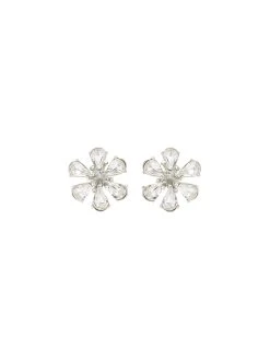 Crystal Flower Button Earrings