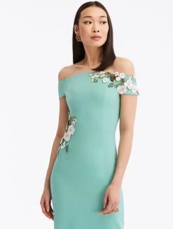 Off Shoulder Geranium Threadwork Gown -Odlr f23817 04 Z 23FE003HSG SGE 1920x2551 1