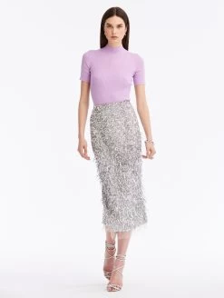 Sequin & Paillette Embroidered Pencil Skirt