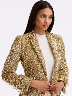 Sequin & Paillette Embroidered Jacket -Odlr f23844 05 Z 23FE513TUL GOL 1920x2551 1