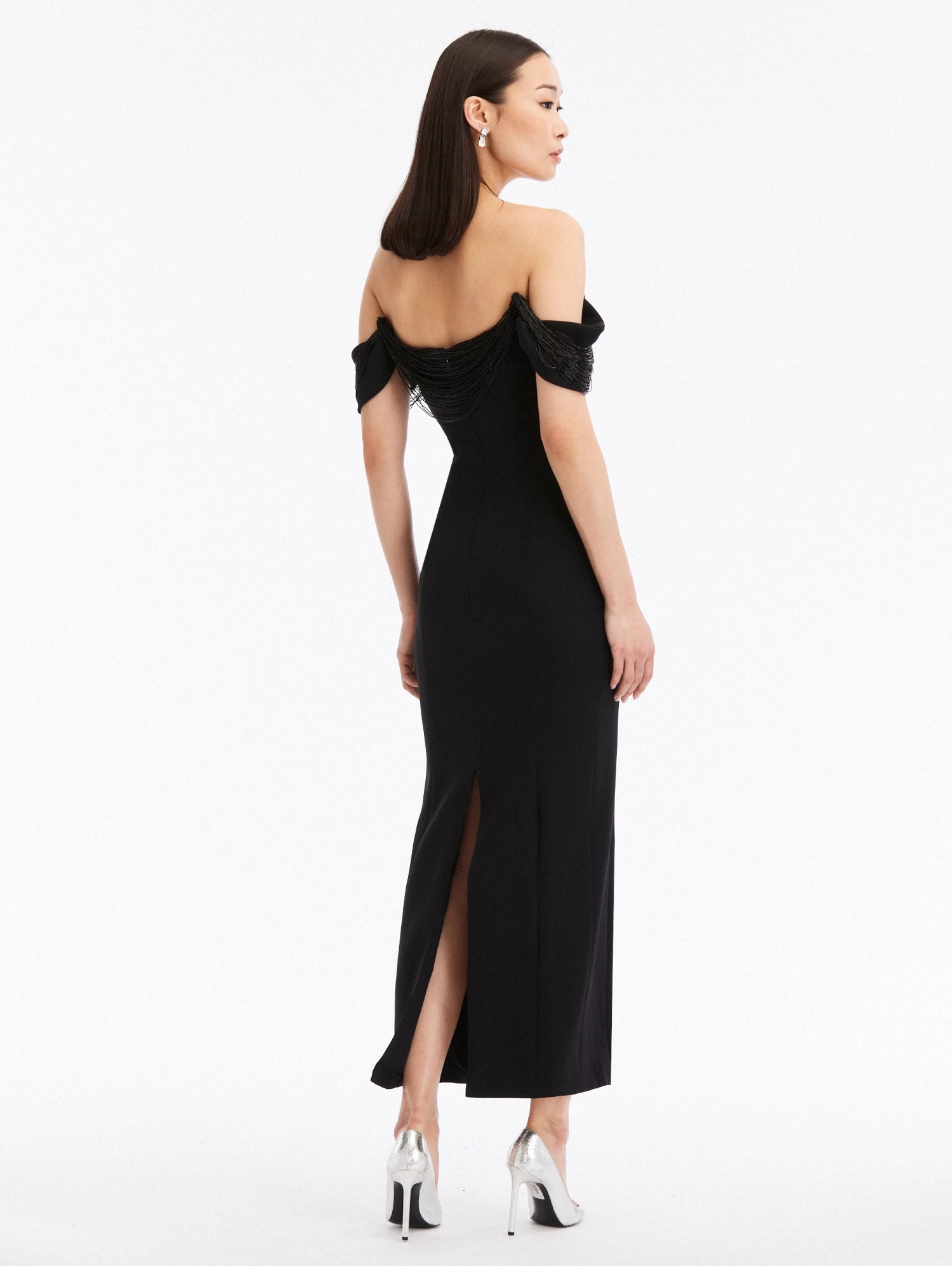 Draped Bugle Bead Pencil Dress 2 Draped Bugle Bead Pencil Dress - Image 2