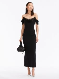 Draped Bugle Bead Pencil Dress 6 Draped Bugle Bead Pencil Dress -Odlr f23847 03 Z 23FE631HSG BLK 1920x2551 1