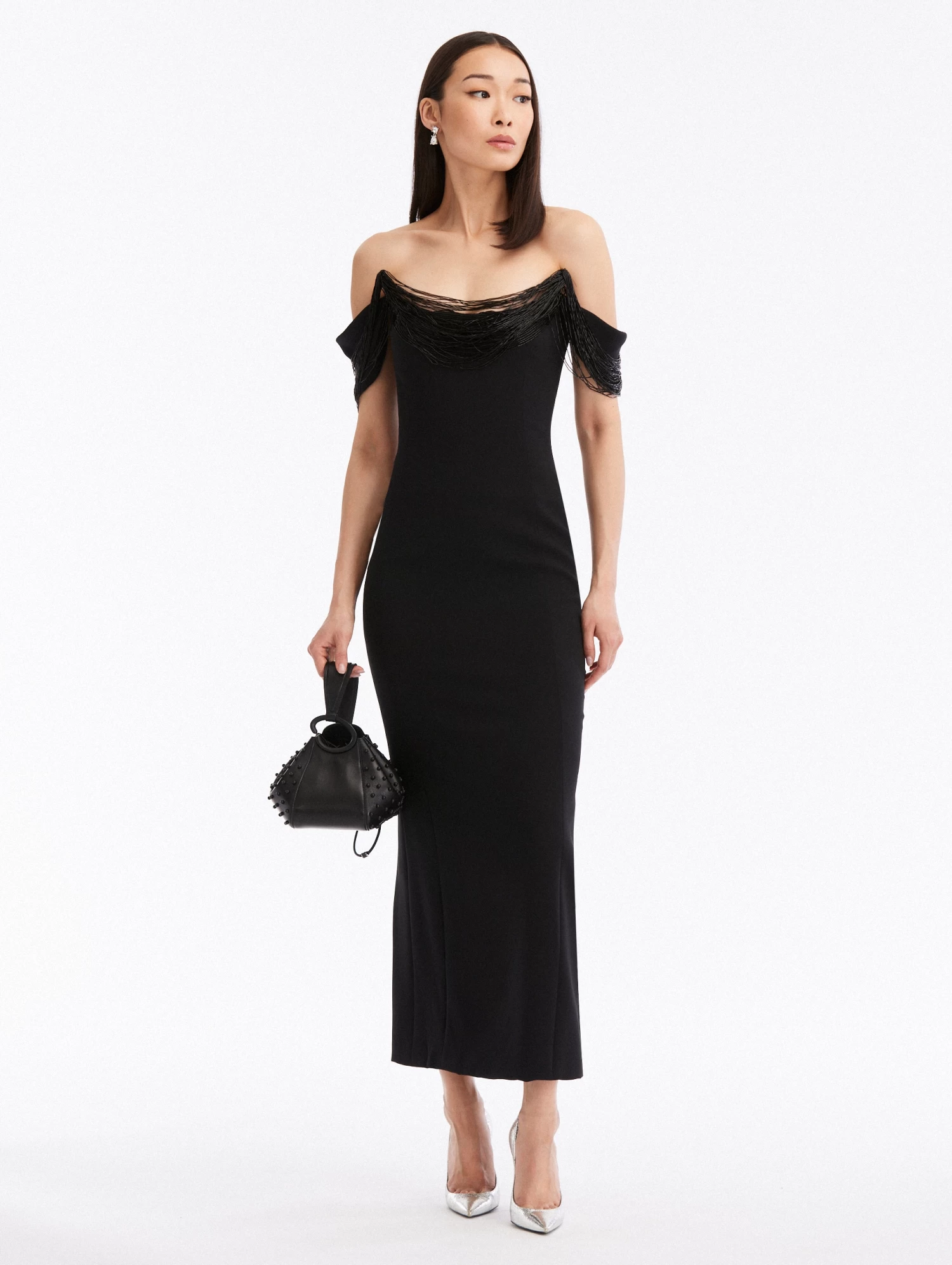 Draped Bugle Bead Pencil Dress 3 Draped Bugle Bead Pencil Dress - Image 3