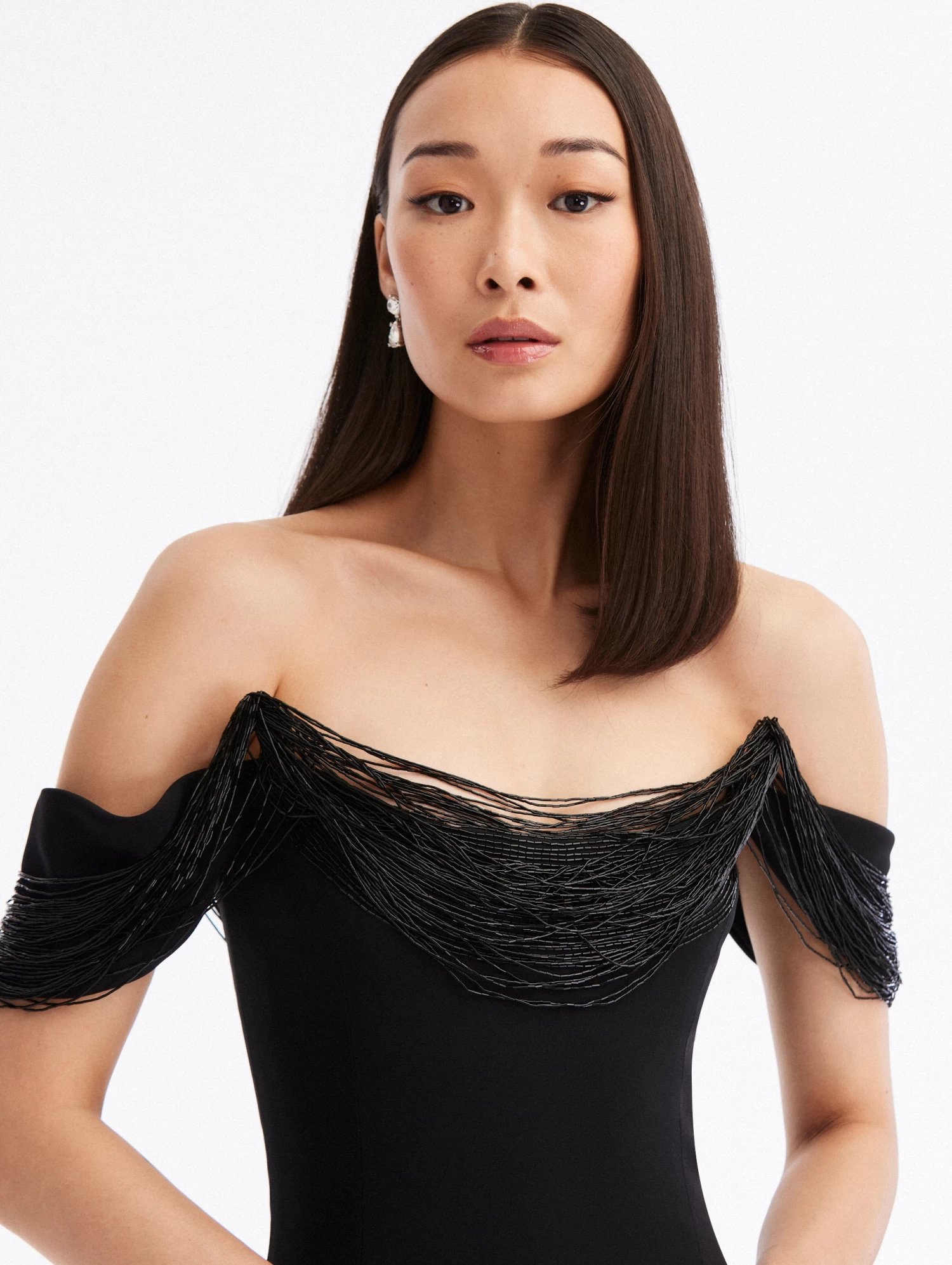 Draped Bugle Bead Pencil Dress 4 Draped Bugle Bead Pencil Dress - Image 4