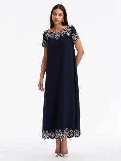 Crystal Scallop Short Sleeve Caftan