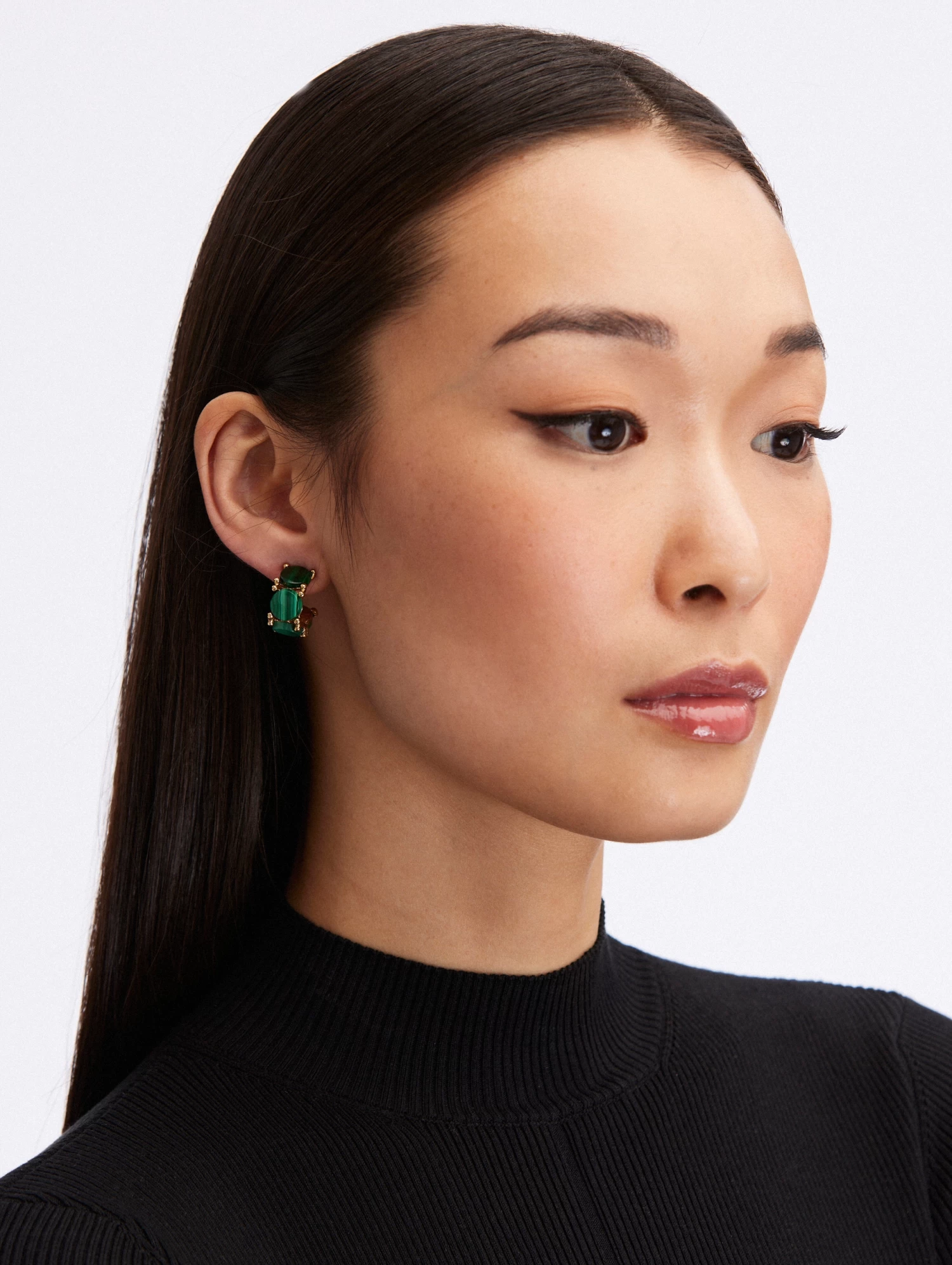 Malachite Small Hoop Earrings 2 Malachite Small Hoop Earrings - Image 2