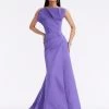Draped Moire Faille Trumpet Gown
