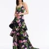 Ruffle Geranium Faille Gown