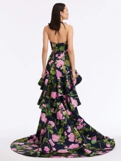 Ruffle Geranium Faille Gown -Odlr f24097 02 Z 23FN037GRF PKN 1920x2551 1