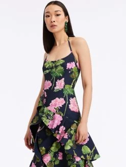 Ruffle Geranium Faille Gown -Odlr f24097 03 Z 23FN037GRF PKN 1920x2551 1