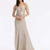 Draped Lamé Mousseline Gown