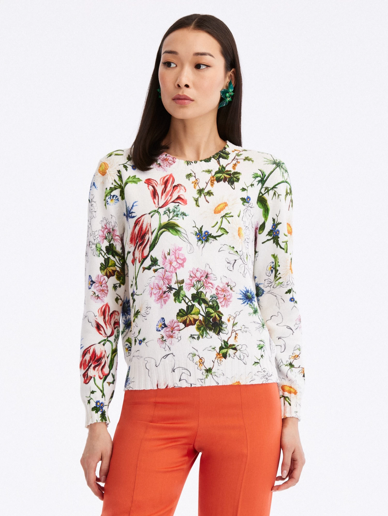 Sketched Floral Printed Pullover 1 Sketched Floral Printed Pullover