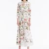 3/4 Sleeve Sketched Floral Dress