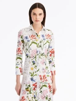 3/4 Sleeve Sketched Floral Dress -Odlr f24127 03 Z 23FN217UFC WHM 1913x2551 1