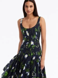 Scoop Neck Morning Glory Cotton Poplin Dress -Odlr f24131 03 Z 23FN224MGC WDN 1913x2551 1