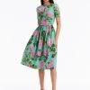 Twist Front Geranium Cotton Poplin Dress