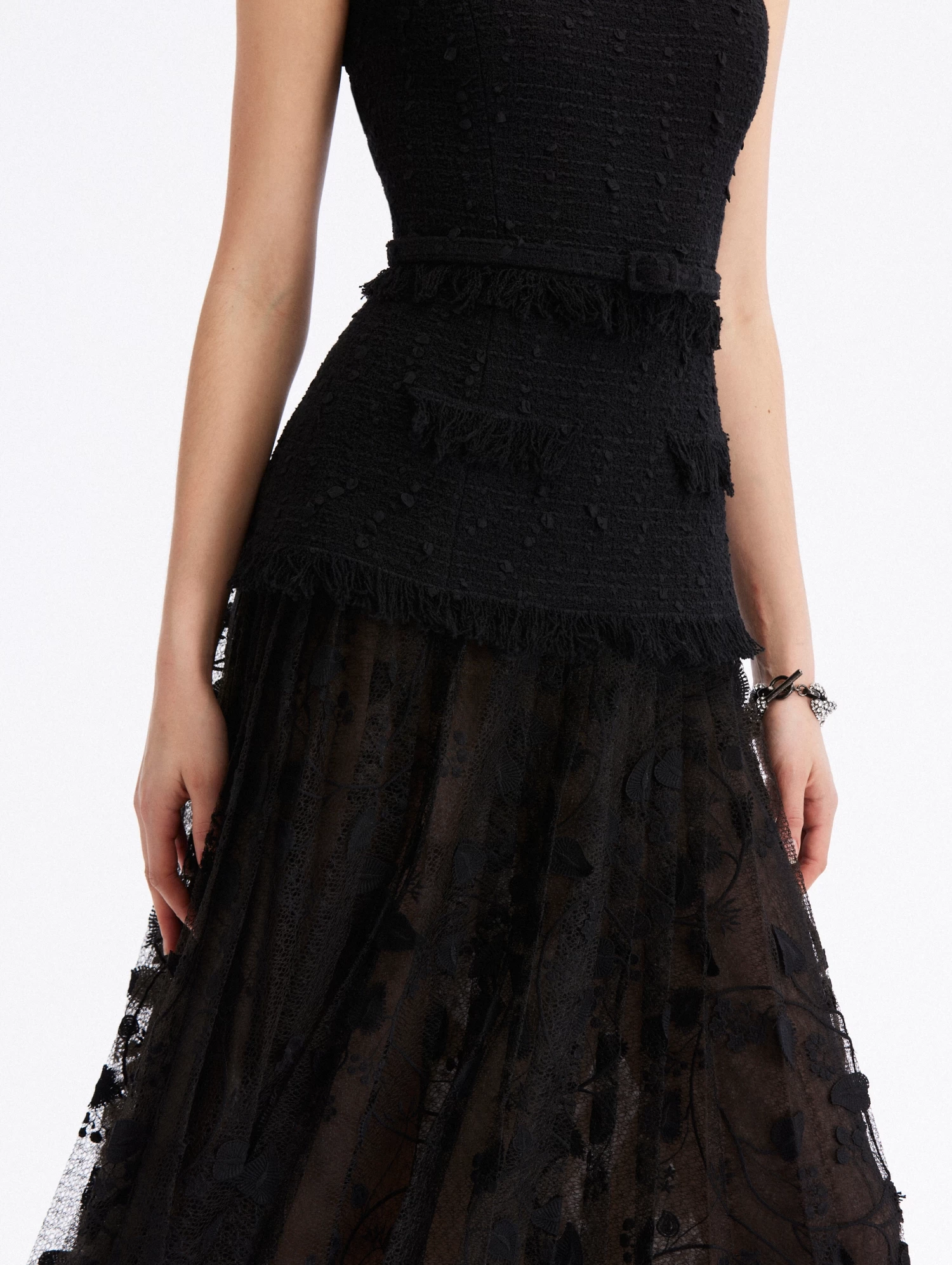 Ribbon Tweed & Velvet Guipure Dress 4 Ribbon Tweed & Velvet Guipure Dress - Image 4