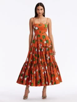 Morning Glory Cotton Poplin Tiered Maxi Dress