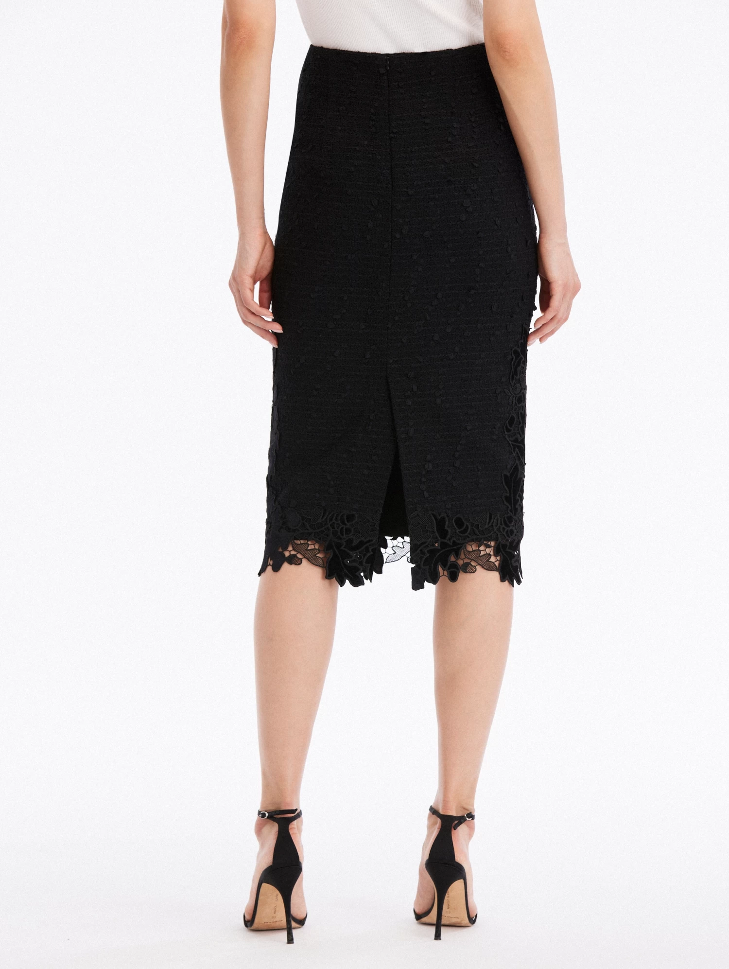 Ribbon Tweed & Velvet Guipure Pencil Skirt 2 Ribbon Tweed & Velvet Guipure Pencil Skirt - Image 2