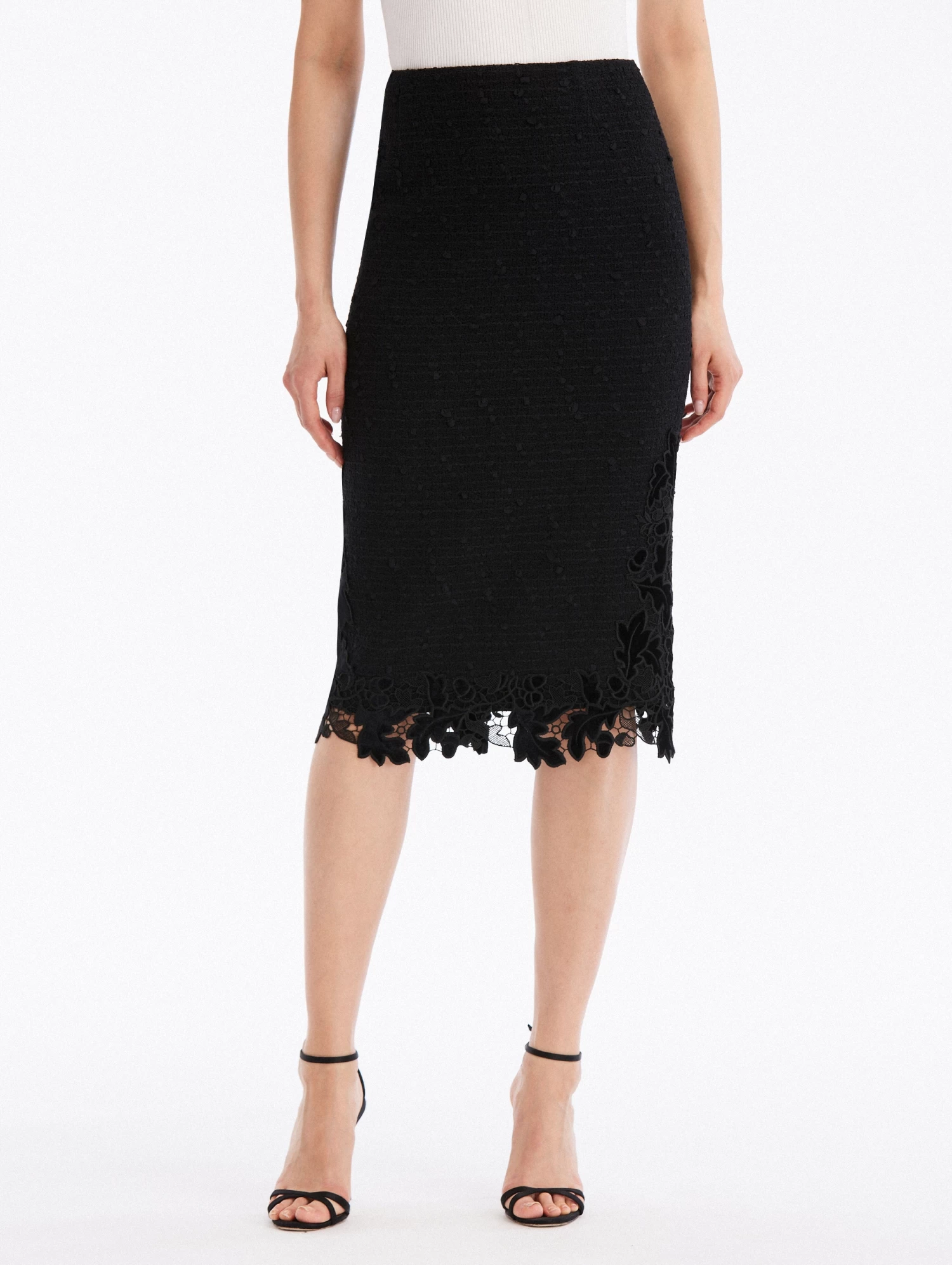 Ribbon Tweed & Velvet Guipure Pencil Skirt 3 Ribbon Tweed & Velvet Guipure Pencil Skirt - Image 3