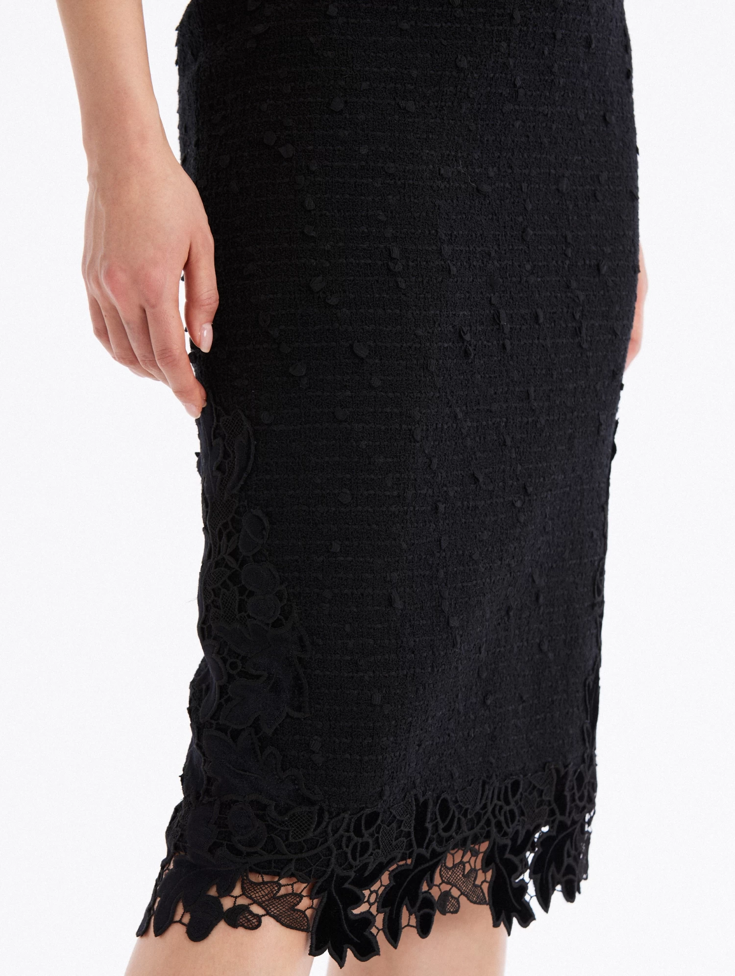 Ribbon Tweed & Velvet Guipure Pencil Skirt 5 Ribbon Tweed & Velvet Guipure Pencil Skirt - Image 5